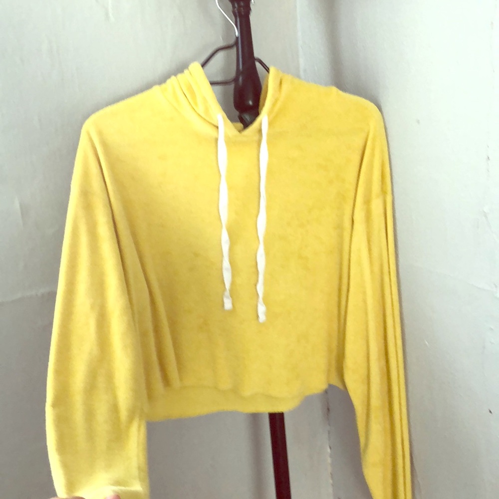 Canary Yellow Crop top hoodie